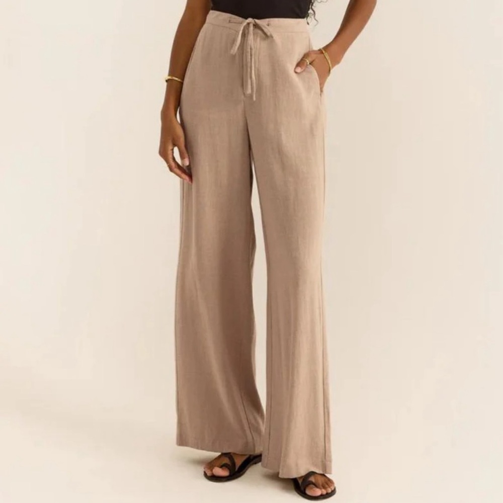 NWT Z Supply Cortez Tan Warm Sands Cropped Wide Leg Pants Relaxed Fit